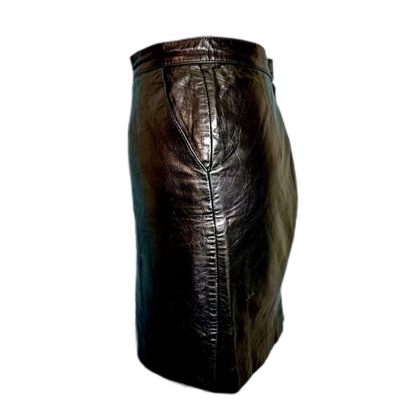 Vintage 80s 90s Authentic Soft Leather Mini Skirt Sz M - Picture 4 of 10